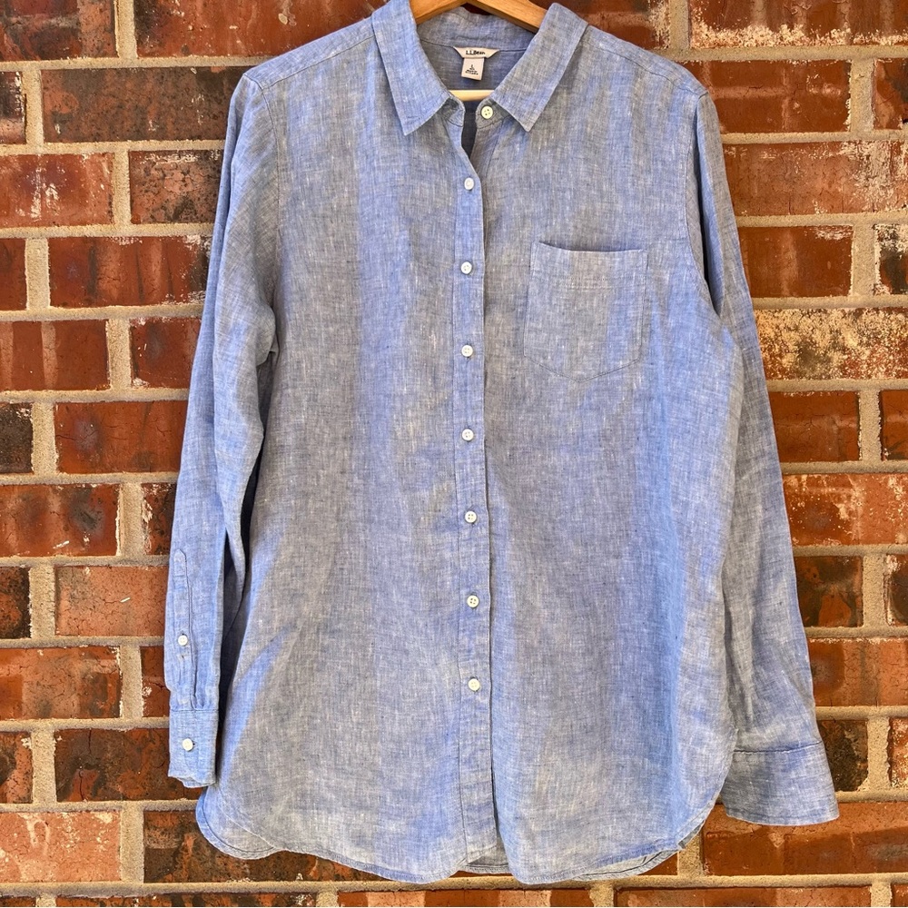Like New LL Bean 100% Linen Button Down Large
